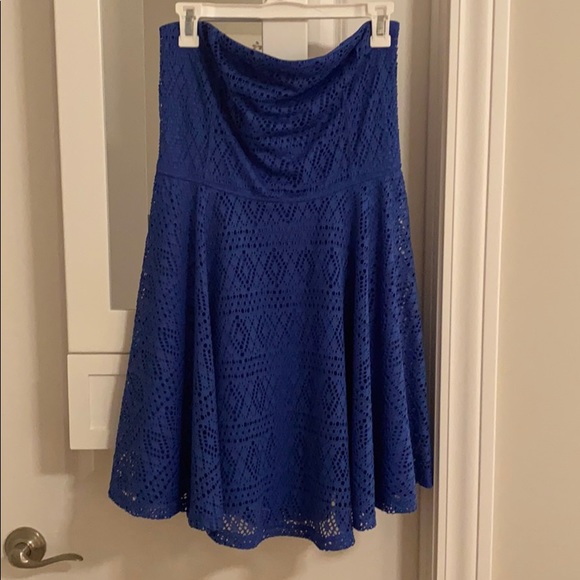 Royal Blue Strapless Fit and Flare Dress - Picture 1 of 2